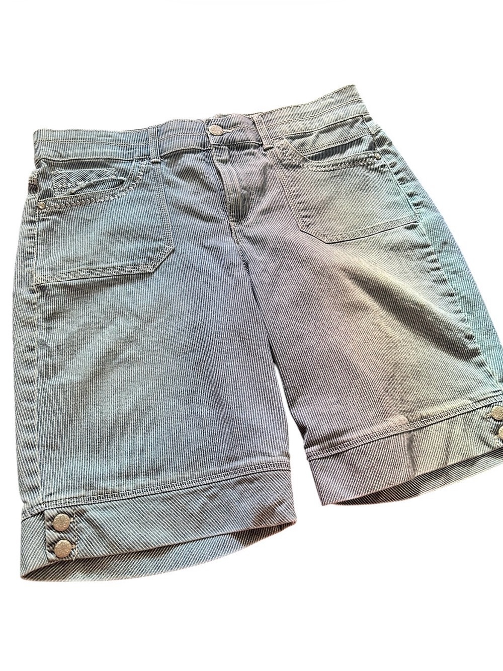 Gloria Vanderbilt Light Gray Pinstripe Bermuda Shorts